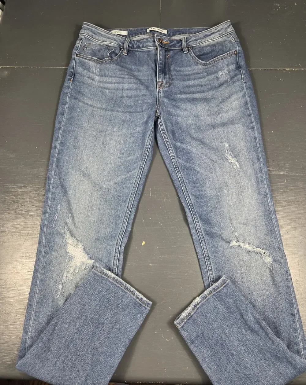 Vigoss Jagger Skinny Distressed Jeans Women's Size 31 Medium Wash Stretch Denim